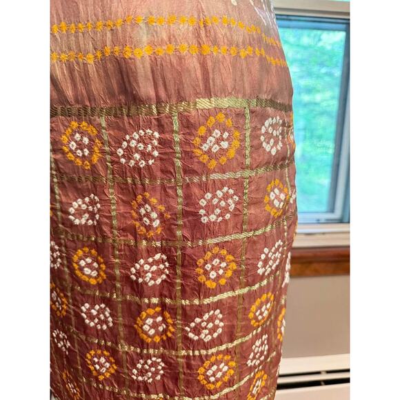 VINTAGE Handmade Indian Sari Style 100% Silk Skirt - Picture 3 of 10